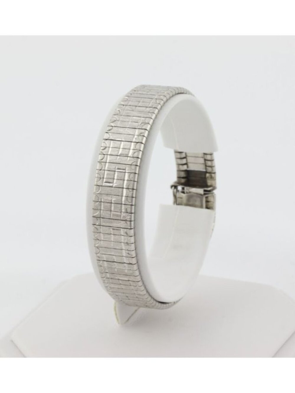 Sterling Silver Diamond Cut Textured Omega Chain Bracelet 7 1/2" inch